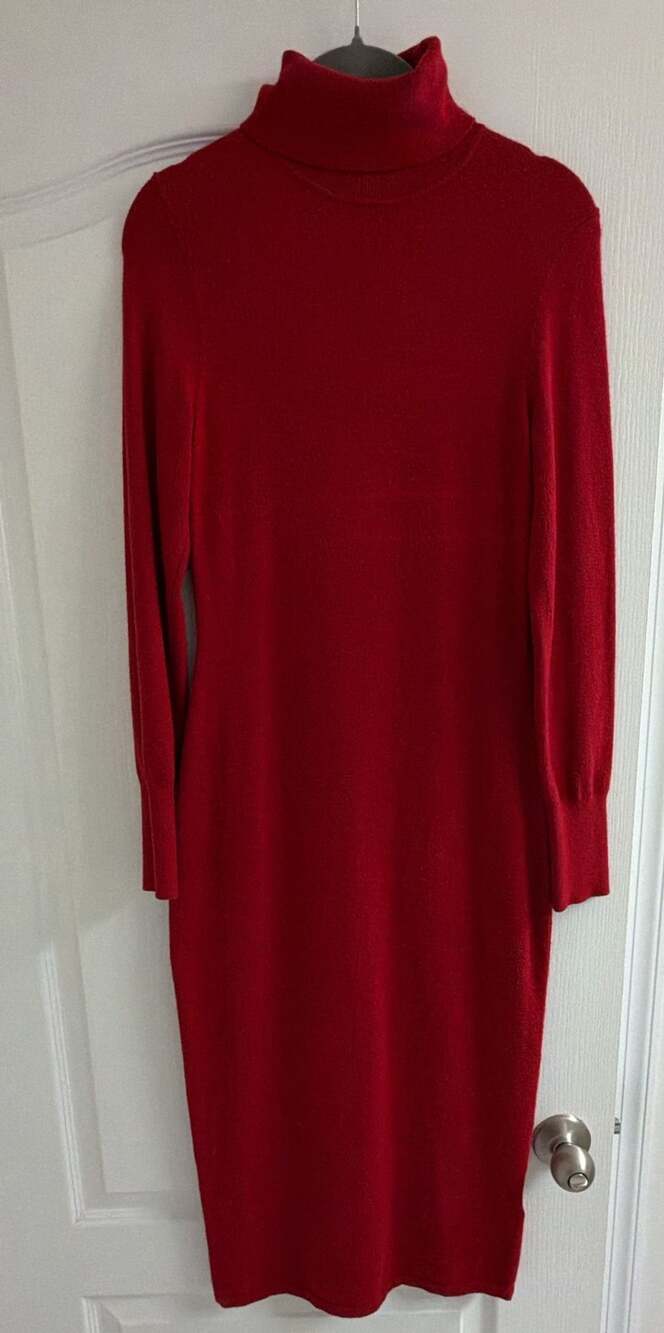 Ribbed Turtleneck Midi Sweater Dress